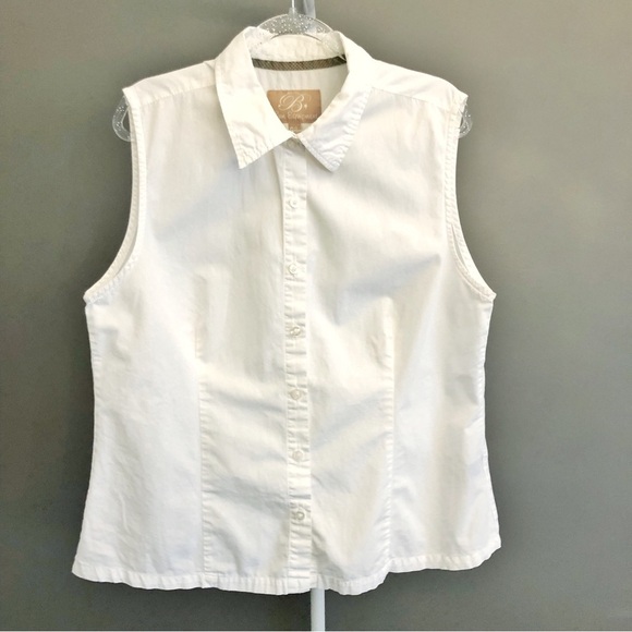 Vintage Bum Equipment White Sleeveless Button Down Blouse Shirt Tank Top. Large - Picture 1 of 12